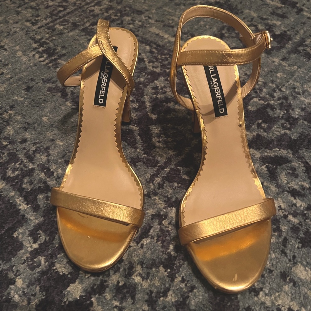 Karl Lagerfeld Gold Cork Heels